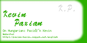 kevin paxian business card